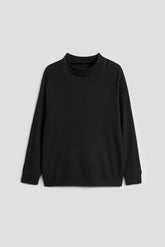 Waffle Knit Oversized Shirt - Raven